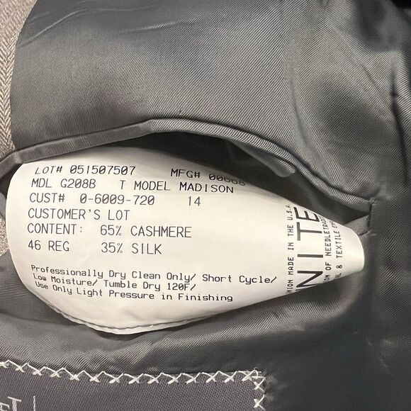 Hickey Freeman Madison Mens Beige Windowpane Cashmere Silk Sport Coat 46R - Picture 10 of 13